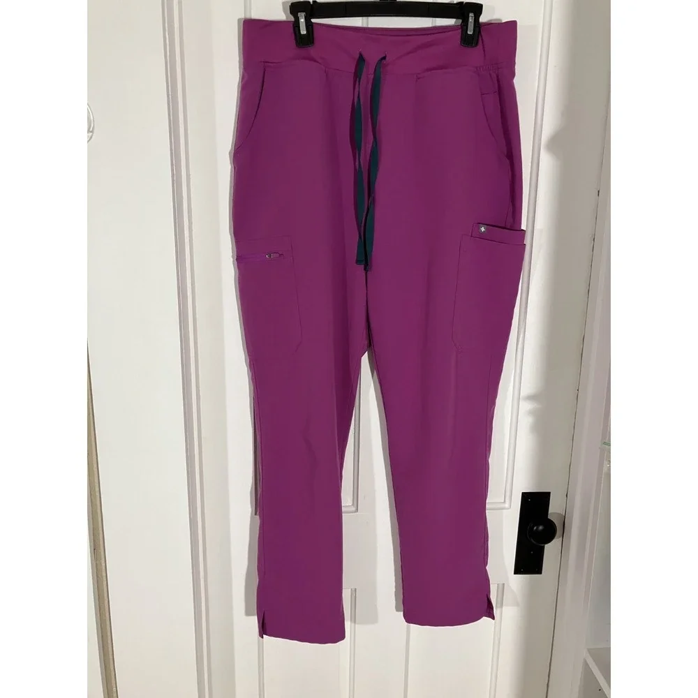 FIGS HW Yola Cargo Scrub Pants Women's Size XL Purple Uniform Medical Utility